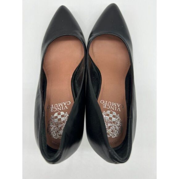 Vince Camuto Vickiy Women Black Leather Pumps Heels Size 6.5M - Picture 5 of 7